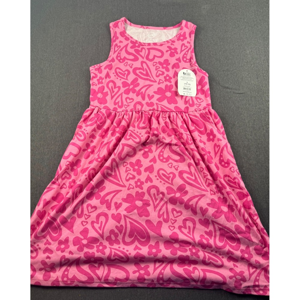 Wonder Nation Girls L(10-12) Yellow Daisy Tee & Pink Heart Dress 2-Piece Outfit - Picture 6 of 10